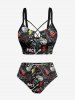 Bas de maillot de bain imprimé graffiti guitare hawaïenne rock and roll - Noir 1X