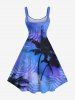 Plus Size Coconut Tree Tropical Leaf Tie Dye Ombre Print Hawaii A Line Tank Dress -  