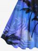Robe débardeur trapèze hawaïenne grande taille à imprimé feuilles tropicales et cocotiers, tie-dye et ombré - Bleu Ciel 2X
