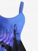 Plus Size Coconut Tree Tropical Leaf Tie Dye Ombre Print Hawaii A Line Tank Dress -  