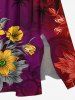 Plus Size Ombre Coconut Tree Flower Print Hawaii Split Pocket A Line Midi Dress -  