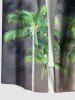 Plus Size Coconut Tree Ombre Midnight Print Hawaii Button Pocket Shirt For Men -  
