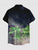 Plus Size Coconut Tree Ombre Midnight Print Hawaii Button Pocket Shirt For Men -  