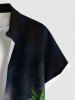 Chemise hawaïenne grande taille à imprimé cocotiers et poches boutonnées pour homme - Noir 4XL