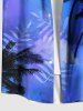 Chemise hawaïenne grande taille à imprimé feuilles tropicales et cocotiers, tie-dye et ombré, avec poches boutonnées, pour homme - Bleu Ciel 2XL