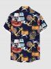 Plus Size Sailboat Anchor Print Hawaii Cruise Button Pocket Shirt For Men -  