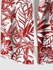 Plus Size Coconut Tree Tropical Leaf Hibiscus Flower Print Hawaii Button Pocket Shirt For Men -  