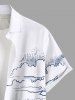 Plus Size Hand-painted Coconut Tree Sea Beach Seascape Cloud Print Hawaii Shirt For Men -  