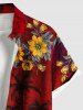 Chemise hawaïenne grande taille à imprimé floral de cocotier ombré et poches boutonnées pour homme - Rouge XL