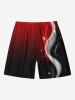 Plus Size Curves Ombre Colorblock Galaxy Glitter 3D Print Hawaii Beach Shorts For Men -  