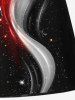 Plus Size Curves Ombre Colorblock Galaxy Glitter 3D Print Hawaii Beach Shorts For Men -  