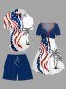 Plus Size Solid Color Beach Shorts For Men -  