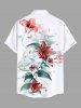 Chemise hawaïenne grande taille à imprimé feuilles d'hibiscus et boutons avec poches pour homme - Blanc 4XL