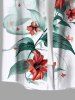 Chemise hawaïenne grande taille à imprimé feuilles d'hibiscus et boutons avec poches pour homme - Blanc 4XL