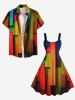 Plus Size Colored Wooden Blocks Print Tank Dress -  