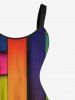 Plus Size Colored Wooden Blocks Print Tank Dress -  