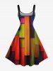 Plus Size Colored Wooden Blocks Print Tank Dress -  