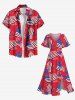 Robe mi-longue fendue grande taille à imprimé drapeau américain et feux d'artifice - Rouge XS