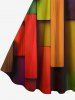 Plus Size Colored Wooden Blocks Print Tank Dress -  