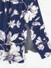 Robe mi-longue hawaïenne fendue à imprimé tropical et fleurs grande taille - Bleu profond XS