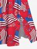 Robe mi-longue fendue grande taille à imprimé drapeau américain et feux d'artifice - Rouge 5X