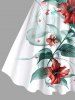 Plus Size Hibiscus Flower Leaf Print Hawaii Tank Dress -  