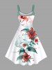 Plus Size Hibiscus Flower Leaf Print Hawaii Tank Dress -  