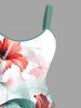 Plus Size Hibiscus Flower Leaf Print Hawaii Tank Dress -  