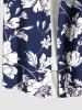 Plus Size Flowers Leaf Tropical Print Buttons Pocket Hawaii Shirt For Men -  