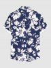 Chemise hawaïenne grande taille à imprimé tropical, fleurs et feuilles, avec poches et boutons, pour homme - Bleu profond 4XL