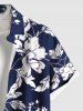 Chemise hawaïenne grande taille à imprimé tropical, fleurs et feuilles, avec poches et boutons, pour homme - Bleu profond 5XL