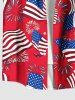Chemise grande taille à boutons et poches pour homme, imprimé drapeau américain patriotique et feux d'artifice - Rouge M