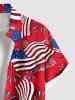 Plus Size Patriotic American Flag Fireworks Print Buttons Pocket Shirt For Men -  