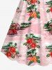 Plus Size Coconut Tree Hibiscus Flowers Car Print Cinched Hawaii Dress -  