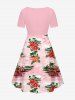 Plus Size Coconut Tree Hibiscus Flowers Car Print Cinched Hawaii Dress -  