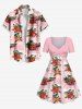 Plus Size Coconut Tree Hibiscus Flowers Car Print Cinched Hawaii Dress -  