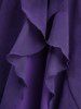 Plus Size Cross Zipper PU Strap Buckle Chiffon Textured Flare Sleeve Ruffles A Line Dress -  