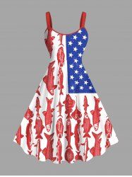 Plus Size Patriotic American Flag Fish Print Tank Dress -  