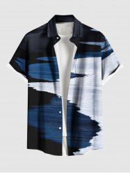 Plus Size Seacoast Colorblock Ombre Print Buttons Pocket Hawaii Shirt For Men -  