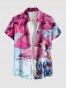 Tenue de plage hawaïenne assortie grande taille à imprimé flamant rose, fleur, feuille, poisson, pour couples - Rouge 