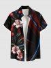 Tenue de plage hawaïenne assortie grande taille à imprimé floral et feuilles ombré pour couples - Noir 
