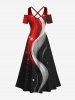 Galaxy Light Beam Colorblock Curve Glitter 3D Print Plus Size Matching Hawaii Beach Outfit For Couples -  