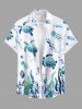 Tenue de plage hawaïenne assortie grande taille avec imprimé méduses, algues, hippocampes, tortues et poissons, pour couples - Blanc 