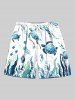 Tenue de plage hawaïenne assortie grande taille avec imprimé méduses, algues, hippocampes, tortues et poissons, pour couples - Blanc 