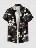 Ensemble chemise et barboteuse hawaïennes assorties, grande taille, tenue de plage à imprimé feuilles tropicales et fleurs pour couples - Noir 