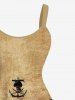 Tenue de plage hawaïenne assortie grande taille pour couple, motif tête de mort, bateau pirate, gouvernail, ancre, croisière - café 
