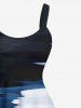 Tenue de plage hawaïenne assortie grande taille à imprimé ombré et colorblock Seacoast pour couples - Bleu 
