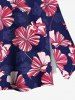 Ensemble assorti grande taille à imprimé floral hibiscus rayé Hawaii - Bleu profond 