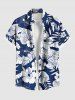 Tenue de plage hawaïenne assortie grande taille à imprimé feuilles tropicales et fleurs d'hibiscus pour couples - Bleu profond 