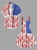 Patriotic American Flag Fish Print Plus Size Matching Outfit For Couples -  
